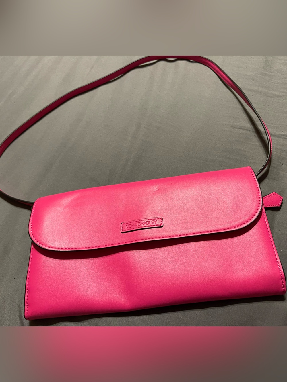 Vera Bradley Bright Hot Pink Crossbody Wallet - Picture 1 of 2